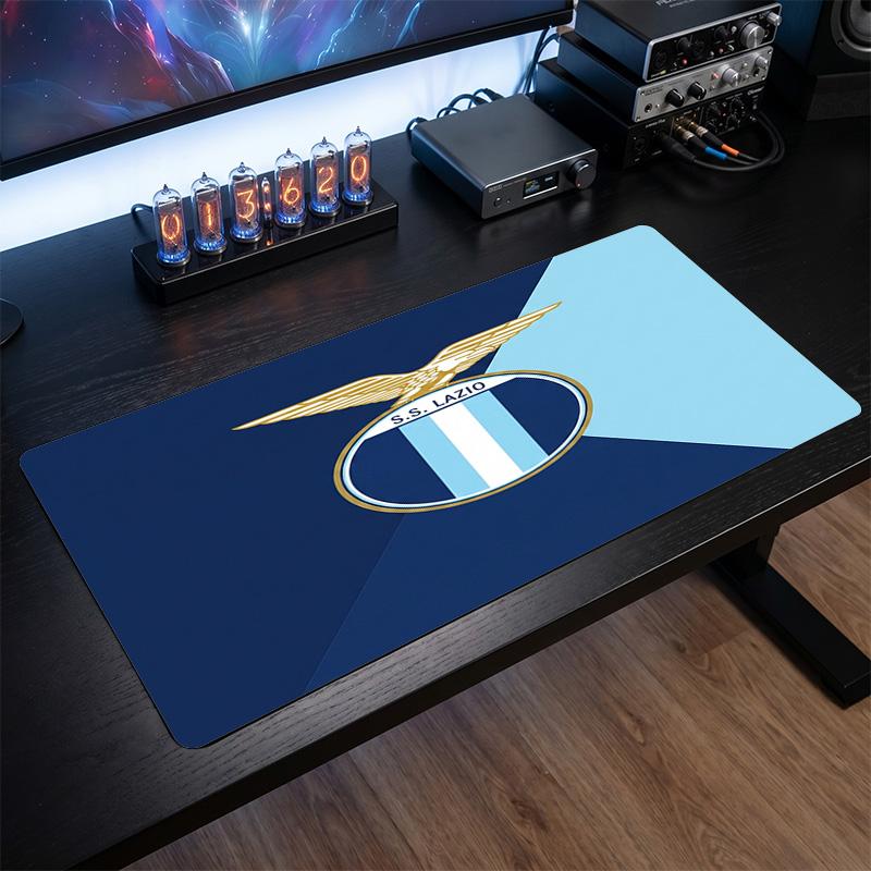 Lazio FC Theme Pattern Mouse Pad, Soccer Logo Design XXL Gaming Desk Mat Non-Slip Computer Mouse Pad
