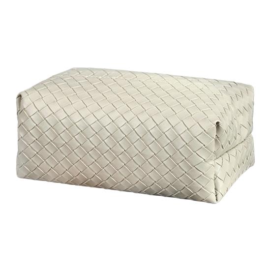 Yousheng PU Leather Tissue Box, with Smooth Paper Outlet Opening, Soft Rounded Weaving Surface Tissue Holder for Home