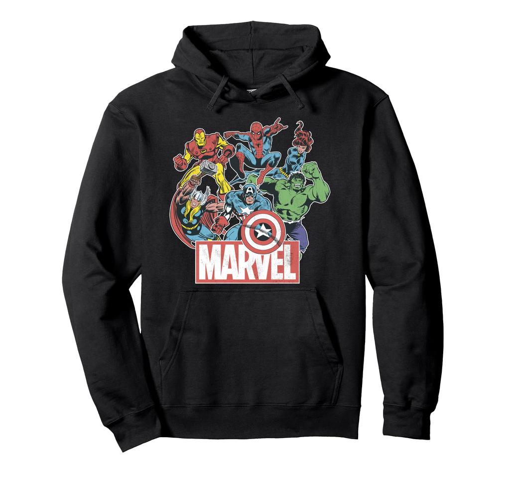 Marvel Avengers Team Retro Comic Vintage Graphic Hoodie