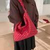 Stippen Canvas Schoudertas voor Dames met Verstelbare Riem en Ruim Ontwerp
