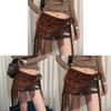 Y2k Leopard Print Tassel Gstring Panty With Wide Waist Belt For Summer Fashion