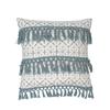 Boho Vintage Kissenbezug 45x45 cm, Blauer Dekokissenbezug mit Quasten für Sofa Sessel, Wohnzimmer Schlafzimmer Dekoration