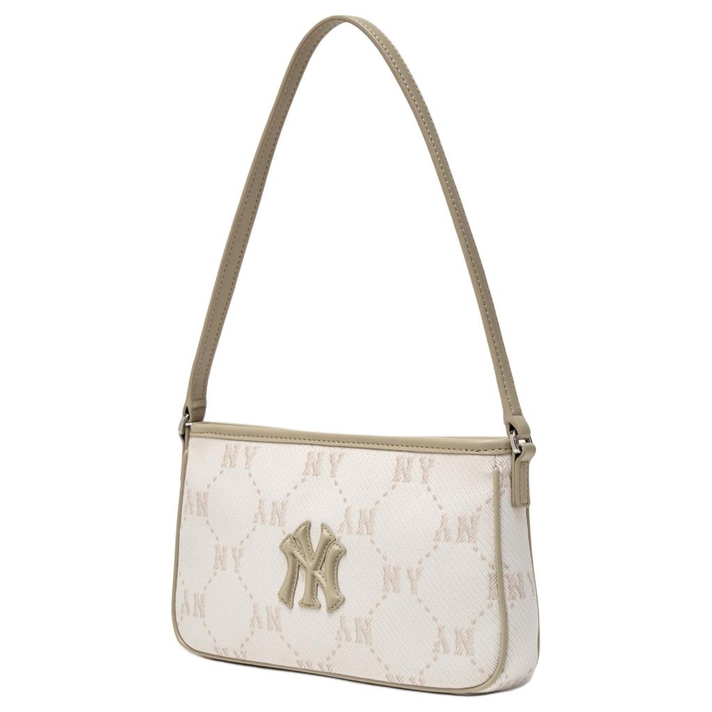 MLB 26 Spring Collection New York Yankees Diamond Old Flower Faux Leather And Polyester Underarm Bag Mini Women Handbag Deep-Cream 3ABQMJ16N-50CRD