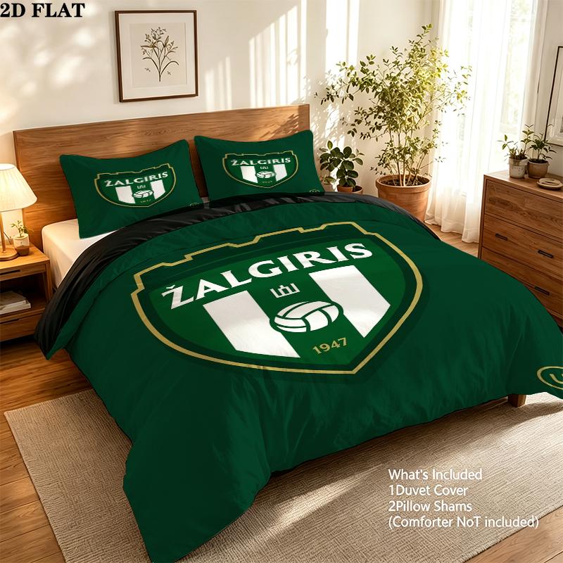 Fk Zalgiris Pattern Bedding uilt Set uilt Cover Pillowcase Home Decoration Birthday Gift (1 * duvet cover + 2 * pillowcase without core)