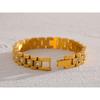 Yhpup 18cm Stainless Steel Imitation Pearls PVD Gold Plated Thick Cuban Chain Charm Bangle Bracelet Fashion Jewelry Wome