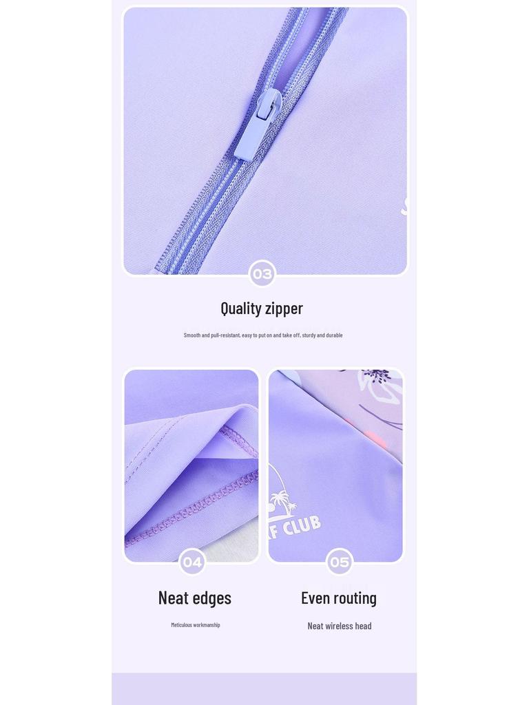 Girls' Cute Floral Cartoon One-Piece Swimsuit - Conservative Swimwear In Small, Medium, Large for Summer.