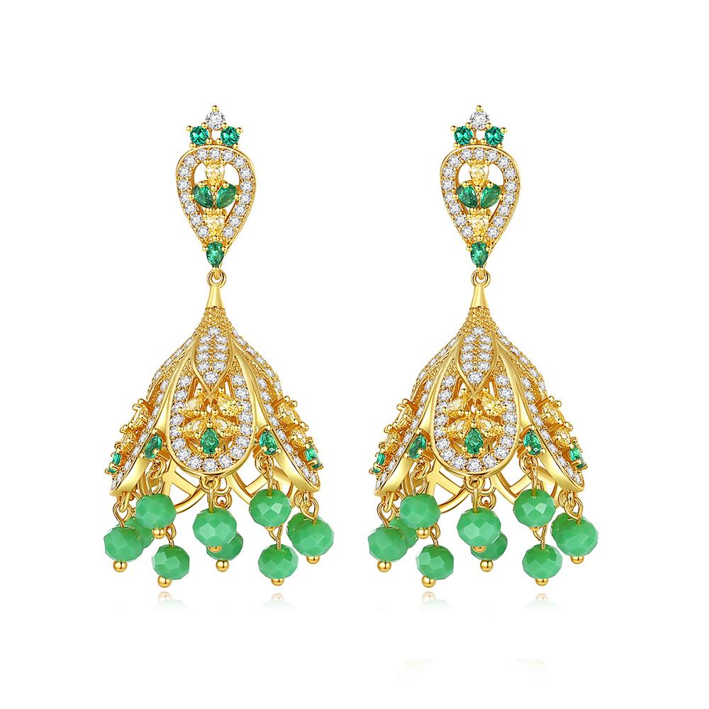 

Уникальные зеленые висячие серьги CMM с бахромой, массивные серьги с кубическим цирконием золотого цвета, большие пышные серьги, винтажные этнические украшения зелёный
