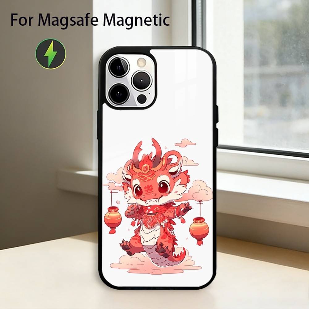 Cartoon D-Dragon Phone Case For iPhone17,16,15,14,13,12,11 Plus,Pro Magnetic For Magsafe Wireless Charging