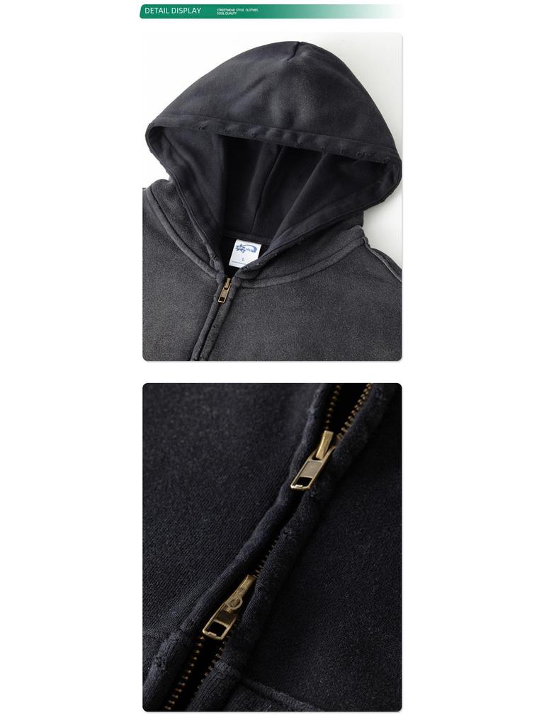 ARTIE Herren 2024 Winter Unisex Dick Sprühgefärbt Doppelreißverschluss Sweatshirt Hoodies