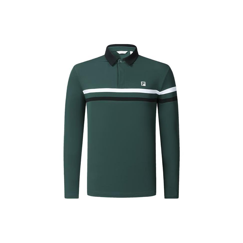 

FILA Golf Series Color Block Knitted Long Sleeve Polo Shirt Men tops Mountain-Wall-Green A11M415217F-KK M