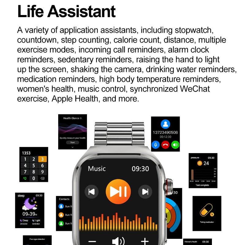 2025 New High-end Laser Detection Health HD Smart Watch Men ECG+PPG Precise BP Fat Uric Acid Call Sports Pulse Tracking Watche