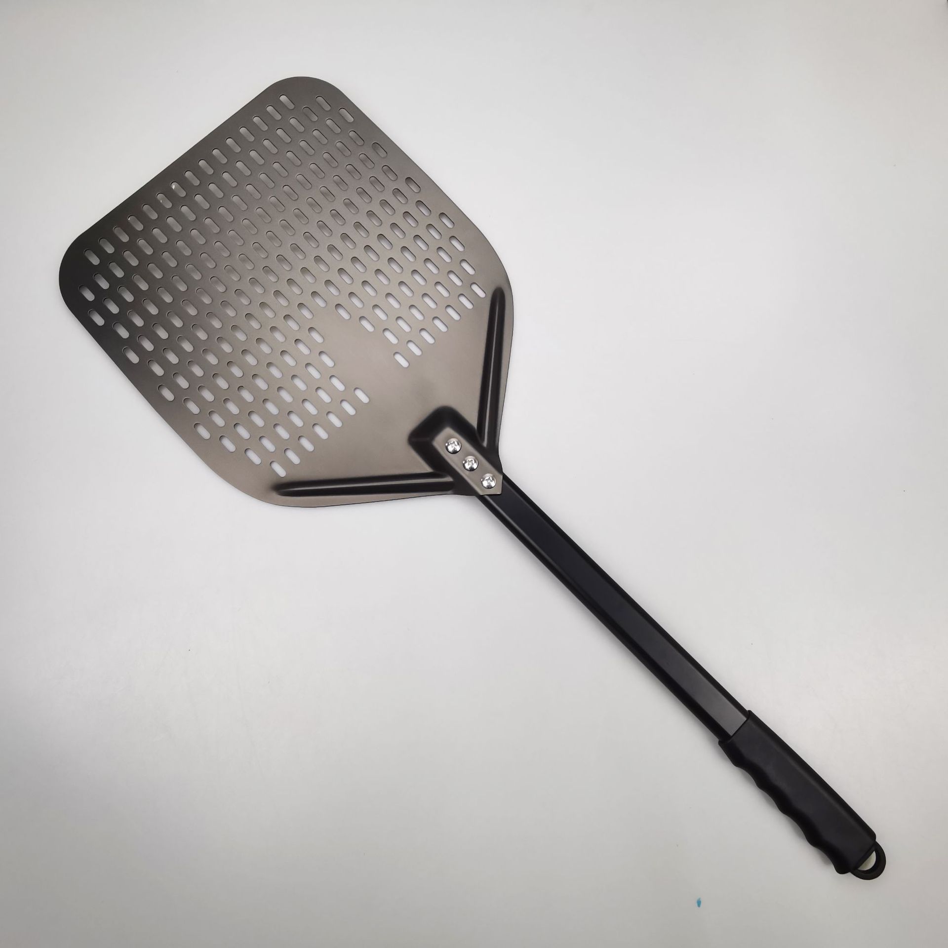 

Baking Pizza Tools 12 X 14 Rectangular, Aluminum Pizza Paddle Perforated Pizza Turning Peel With Extended Silicone Handle