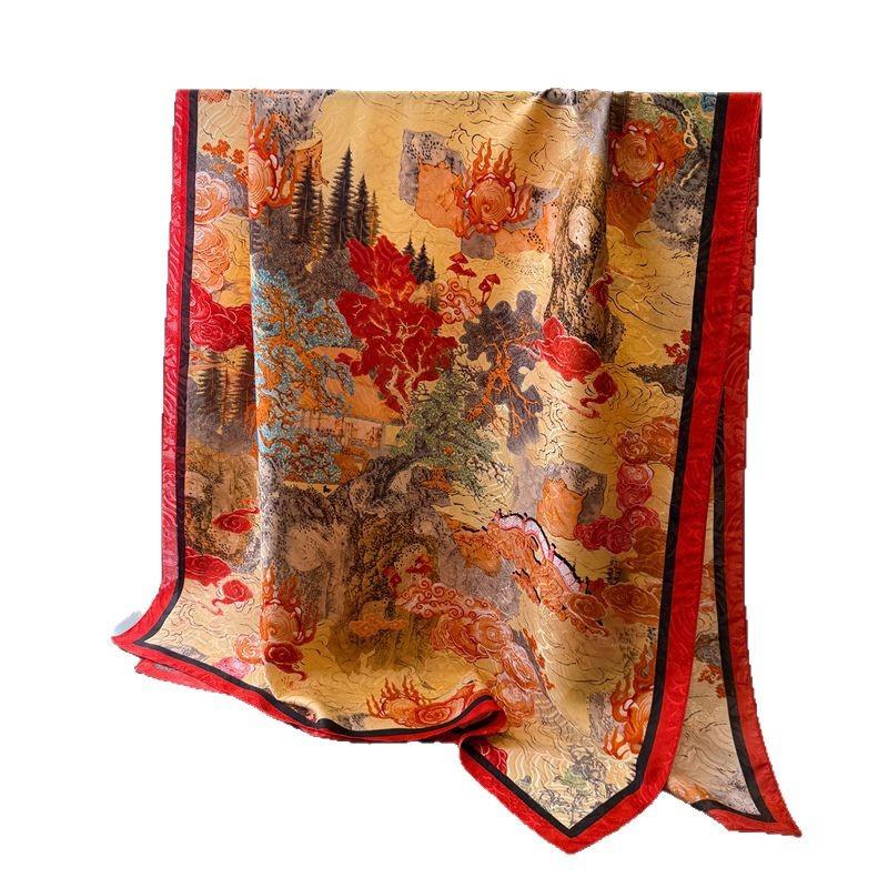 Jinzhi Cuiyun Printed Fragrant Cloud Yarn Spring And Summer Silk Scarf Large Long Scarf Travel Shawl Sunscreen Women'S Scarf Headscarf