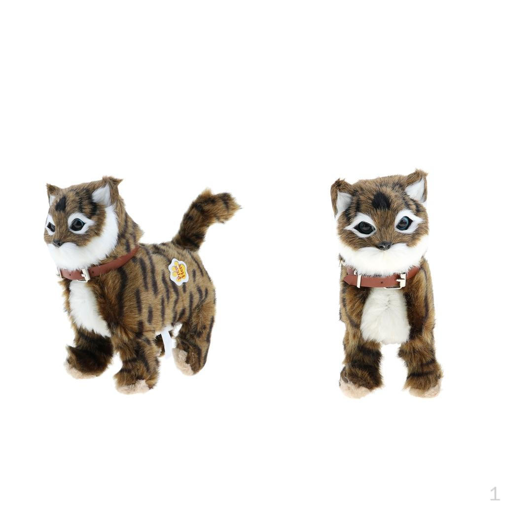 

2x электронные игрушки Walking Meow, плюшевые подарки, коричневые