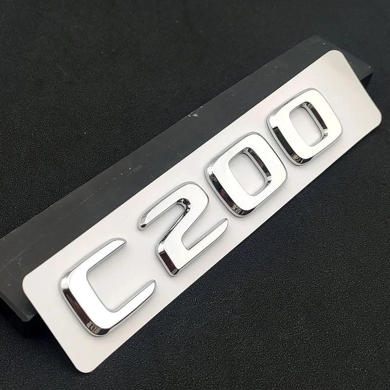 Lettres Chrome Noir ABS Insigne Lettres de Coffre de Voiture 3D Pour Mercedes Benz C 200 220 300 C200 C220 C300 C320 Autocollant Logo Accessoires XC7