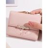 Purse women's summer new Korean PU printed buckle 3 fold bag simple all-in-one short women's money clip multi-card folding flap