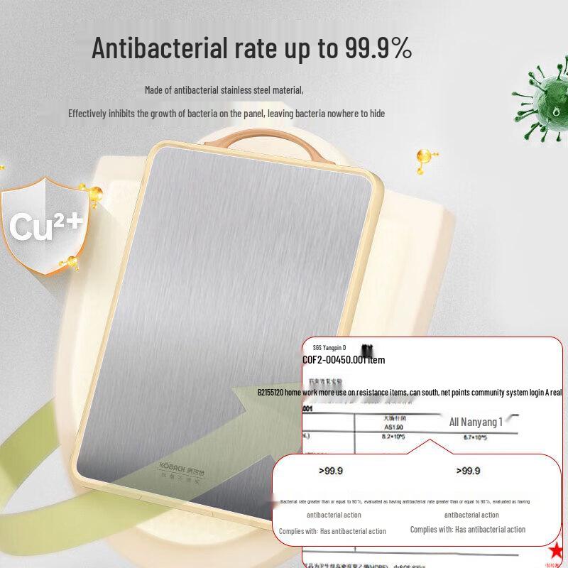 Kangbahe Antibacterial Double-Sided Bamboo & Stainless Steel Cutting Board