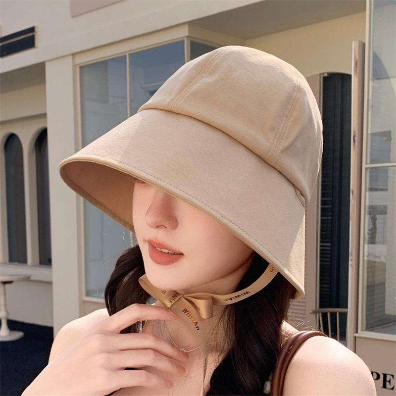 Can Tie Ponytail Bucket Hat Versatile Sunscreen Sun Hat Wholesale Spring and Summer Big Head Circumference Hat Women's Bucket Hat
