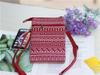Ethnic White Pattern 5-Layer Crossbody Fabric Bag: Multi-Compartment Fashion Bag for Phone and Makeup, Perfect for Women and Students.