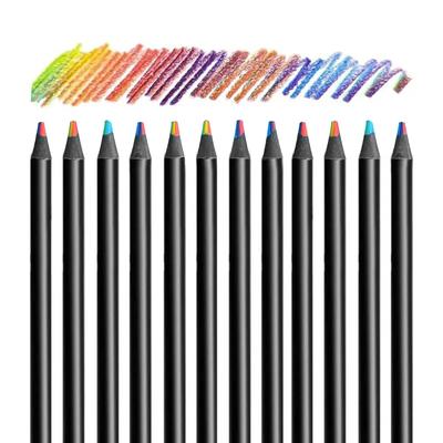 6/12 Matite Colorate Arcobaleno Multicolore 7 in 1 Legno Nero Sfuse Matite Arcobaleno Materiali Artistici Disegno Colorazione Schizzo