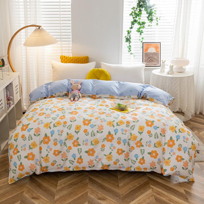 Kawaii Cartoon Bear Duvet Cover Cotton Girly Style Pattern Bedding Soft Skin-friendly Breathable Comforter Cover for Kids Girls