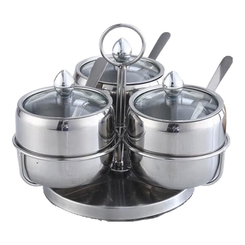 304 Stainless Steel Rotating Seasoning Jar Set