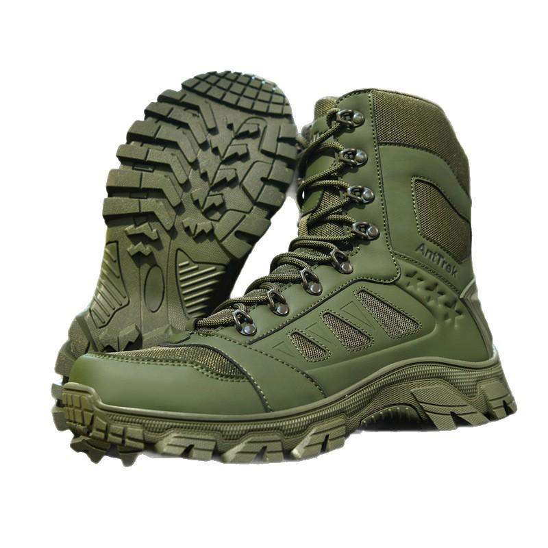 Men's Black Off-Road Hiking and Combat Boots - Wear-Resistant, Thick-Soled, Comfortable Mountaineering Shoes