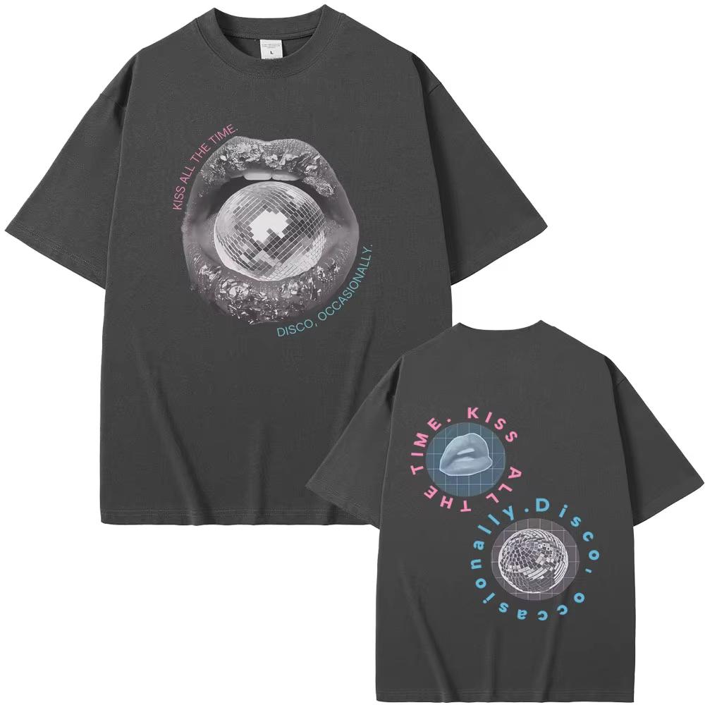 Kiss All The Time Disco Occasionally Graphic Tshirt Unisex Women Clothing Fashion Casual T Shirt Male Hip Hop Retro Streetwear