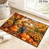 Vrolijke Herfst Schattige Vluchtvogel Deurmat, Vintage Boerderij Herfst Oogst Pompoen Zonnebloem Esdoornblad Welkomstmat, Laag Profiel Voordeur Kleed, Binnen Buiten