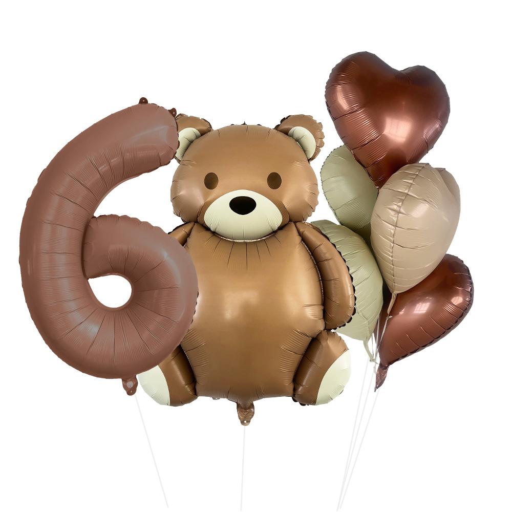 Matte Bear Aluminum Film Balloon Set Love Digital Children'S Birthday Party Decoration Decoration Bear Birthday Party