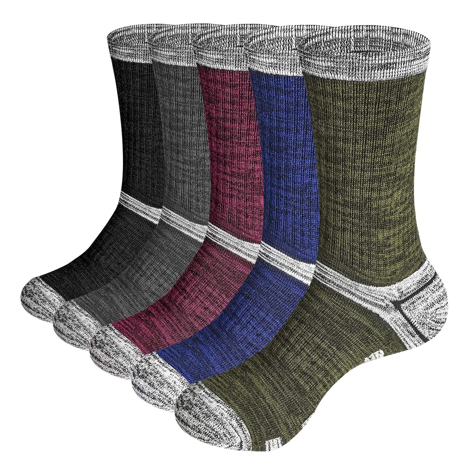 

YUEDGE Спортивные черные зимние носки до щиколотки для и размеров 5 пар мужские носки, хлопок, толстые, для гольфа, пешего туризма, работы, ходьбы, треккинга, 23-25 см,