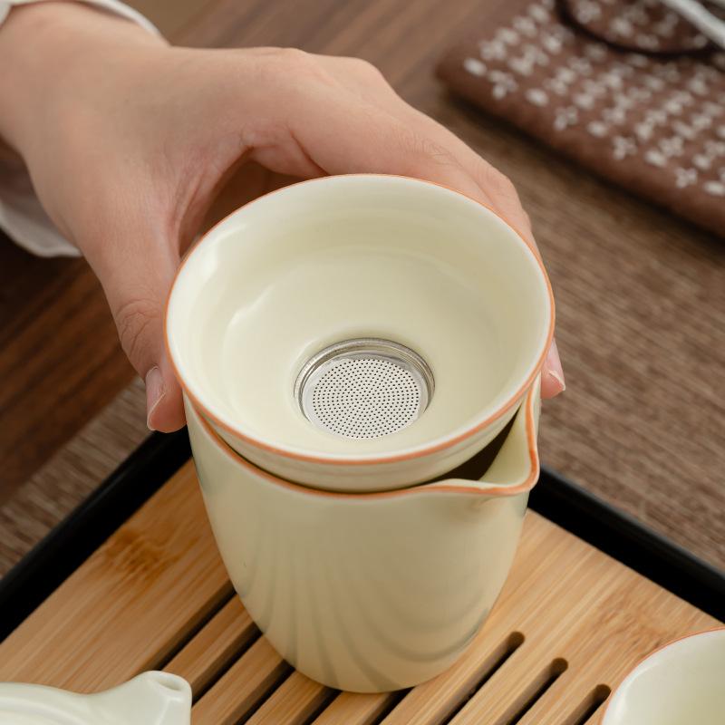 Qingshan Liliang Ru Kiln Qingshan Tea Set with Tea Tray Household Teapot Business Gift