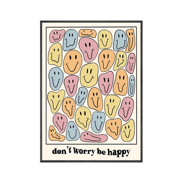 

Рамка из цельного дерева, скандинавский современный стиль, не волнуйтесь, будьте счастливы, настенные художественные постеры и принты, мечта, улыбка, холст, картина, эстетическая гостиная, домашний декор 15*20cm(with frame)