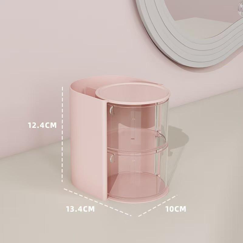 Rotating Multi-Layer Vanity Organizer: Puff, Eyebrow Pencil & Pen Holder