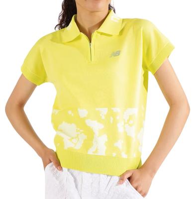 [New Balance] Golf Short-Sleeve Knit Polo Shirt (Cow Pod Print, Stretch) / Women's / 012-4275501 060_Yellow 0 [S]
