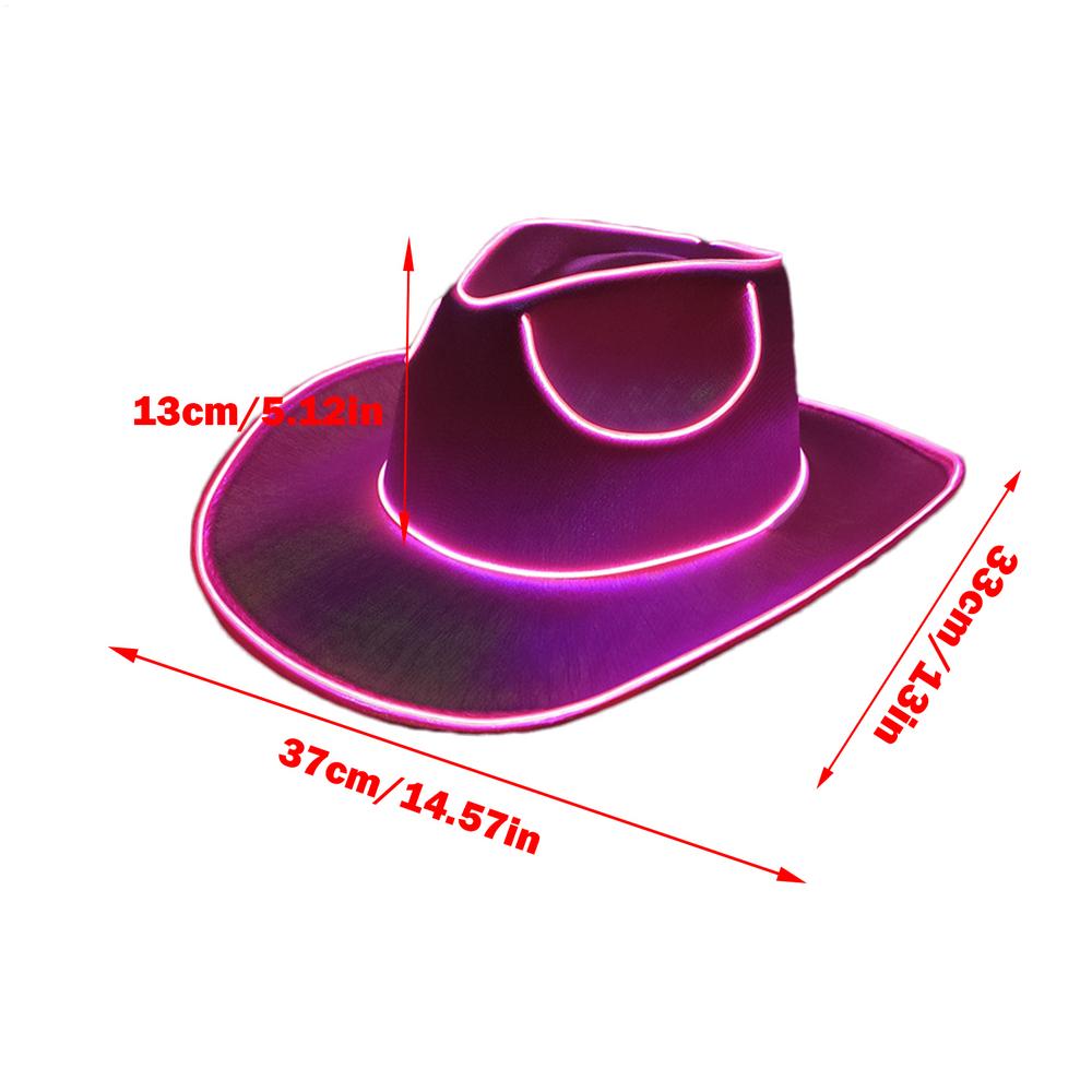 Glowing Light Bar Hat Wireless Disco Luminous Led Flashing Neon Western Cowboy Hat Party Supplies Bride Cowgirl Hat