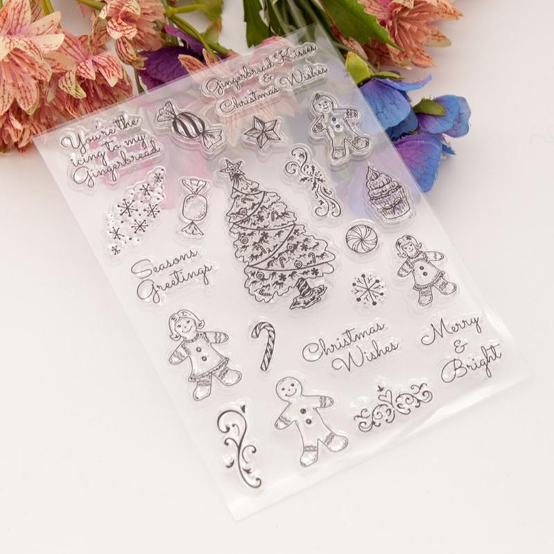 7 Stück Weihnachts-Themen-Dekorative Stempel Klare Silikonstempel für Kartenherstellung Journal Planer Scrapbooking Dekoration