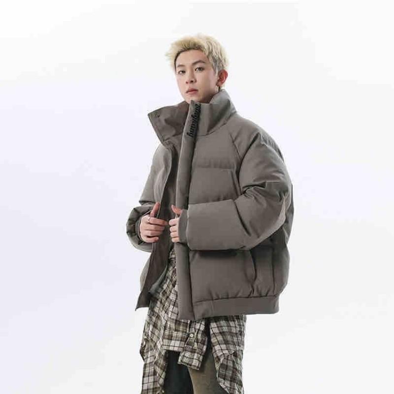 Winter Thick Cotton Jacket Embroidered Stand Collar Loose Warm Coat Men Couple American Style