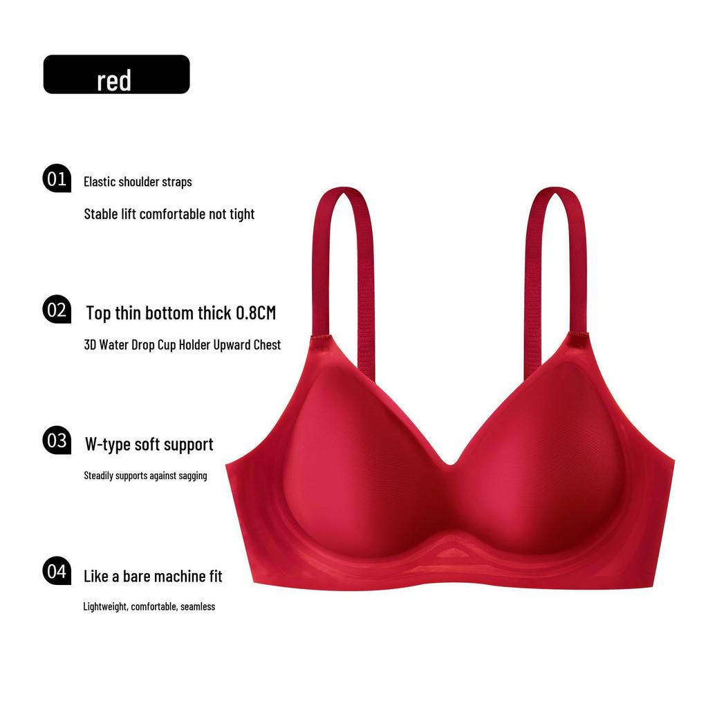 Six Rabbits Seamless Push-Up Bra for Small Busts - Soft Support, Jelly Strips, No Underwire