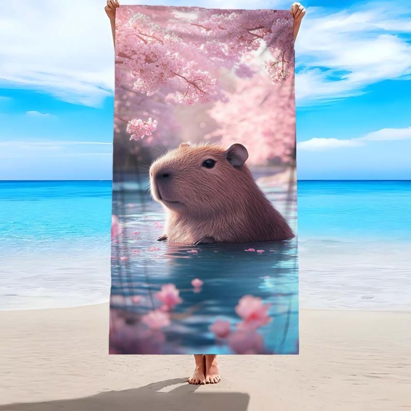Underwater Capybara Print Beach Towel Cute Rodent Quick Dry Swimming Pool Bath Towel 50X100cm &1pc