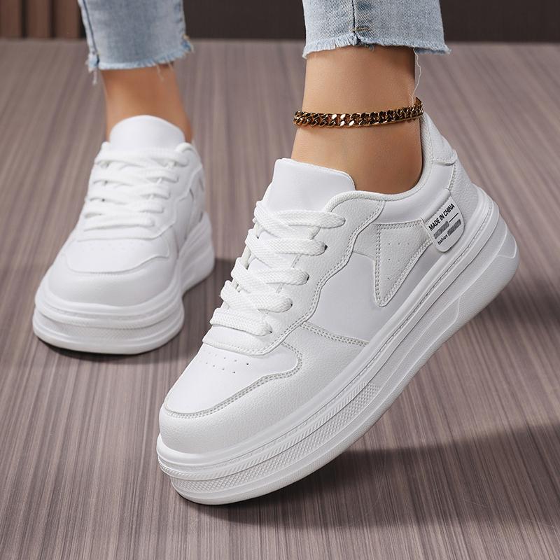Fashion Fashion Sneakers Autumn New Round Toe Deep Mouth Front Lace-up Colorblock Platform Flat Single Shoes