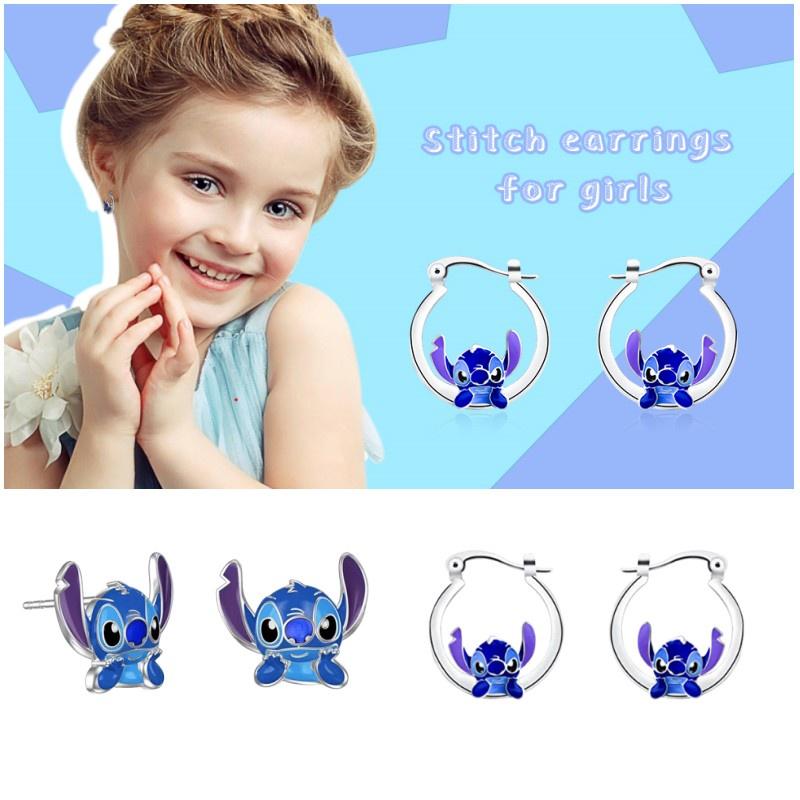 Stylowe i Urocze Kolczyki Sztyfty z Kreskówką Stitch Dla Dzieci i Dorosłych