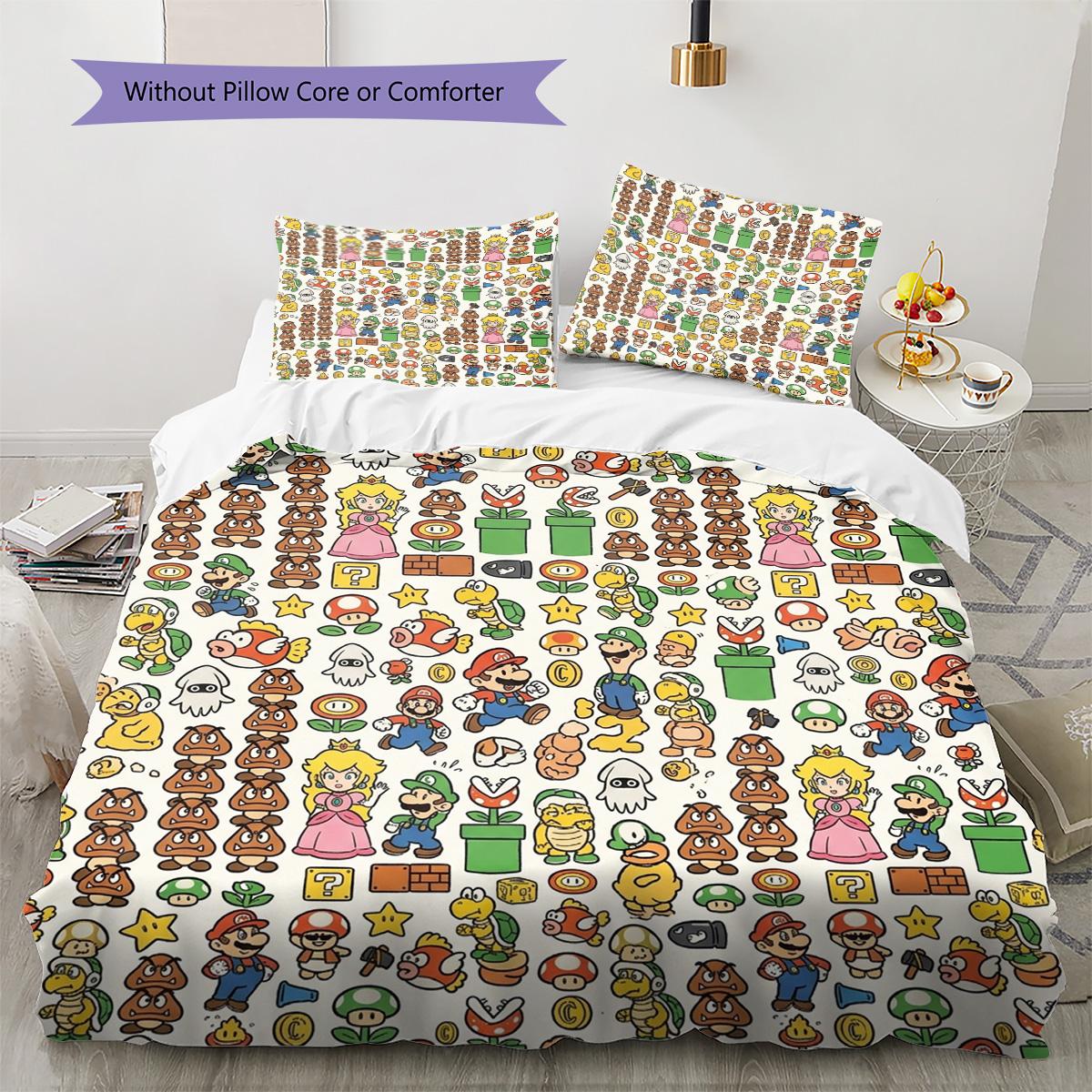

Super Mario Pattern Bedding Quilt Set Quilt Cover Pillowcase Home Decoration Birthday Gift (1 * duvet cover + 2 * pillowcase, without core) 135x200cm