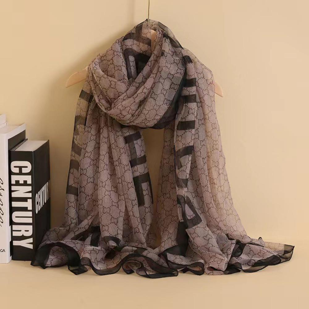 Spring and Autumn Shawl Women's Sunscreen Scarf White with Long Soft Gauze Summer Seaside Large Beach Scarf Travel Silk Scarf