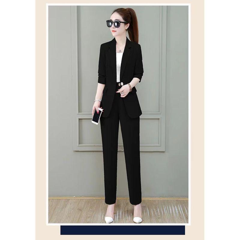 

Brand Foreign Trade Export Cut the Tag off Overplus Order Clearance Leak-Picking ~ Suit Set Women Spring and Autumn New Long sleeve Professional Suit Black Two-piece set M Suggested 40.00 kg-50.00 kg