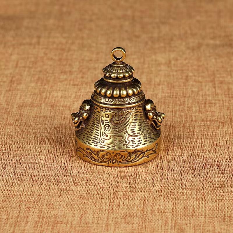 Factory Direct Supply Retro Metal Pure Brass Bell Ethnic Wind Chime Crisp Doorbell Double-sided Pendant