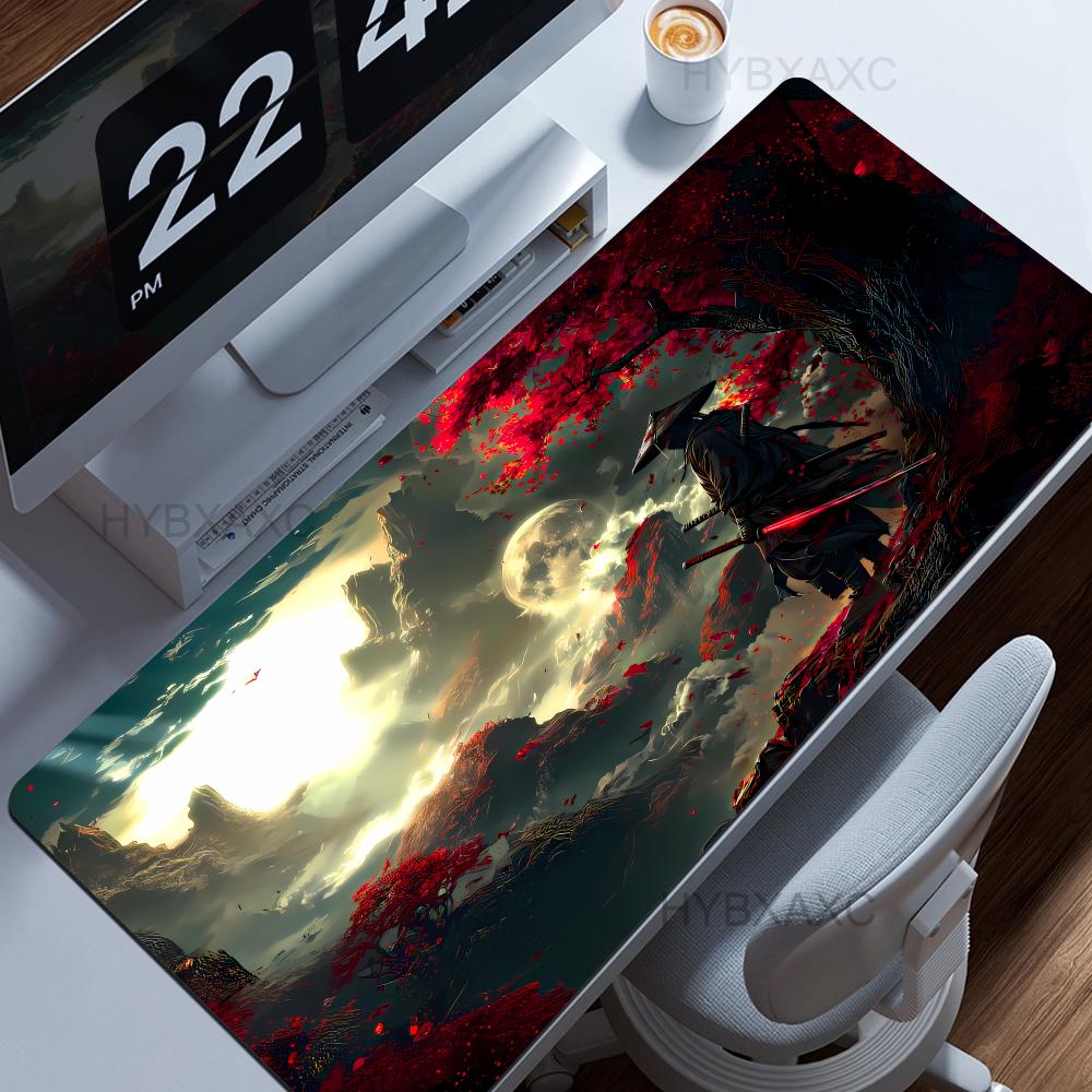 Samurai Warrior Mouse Pad Gamer Computer Accessories Keyboard Table Mat Large Hybxaxc Company Gaming Laptop Desk Accessory Pc