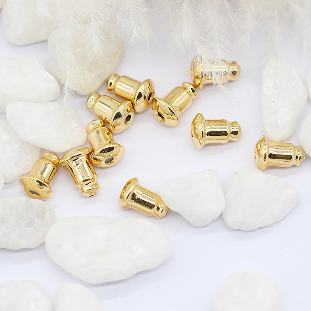 200pcs High Quality 14k Gold Plated Stopper Bullet Plug Earplug for Earring Making