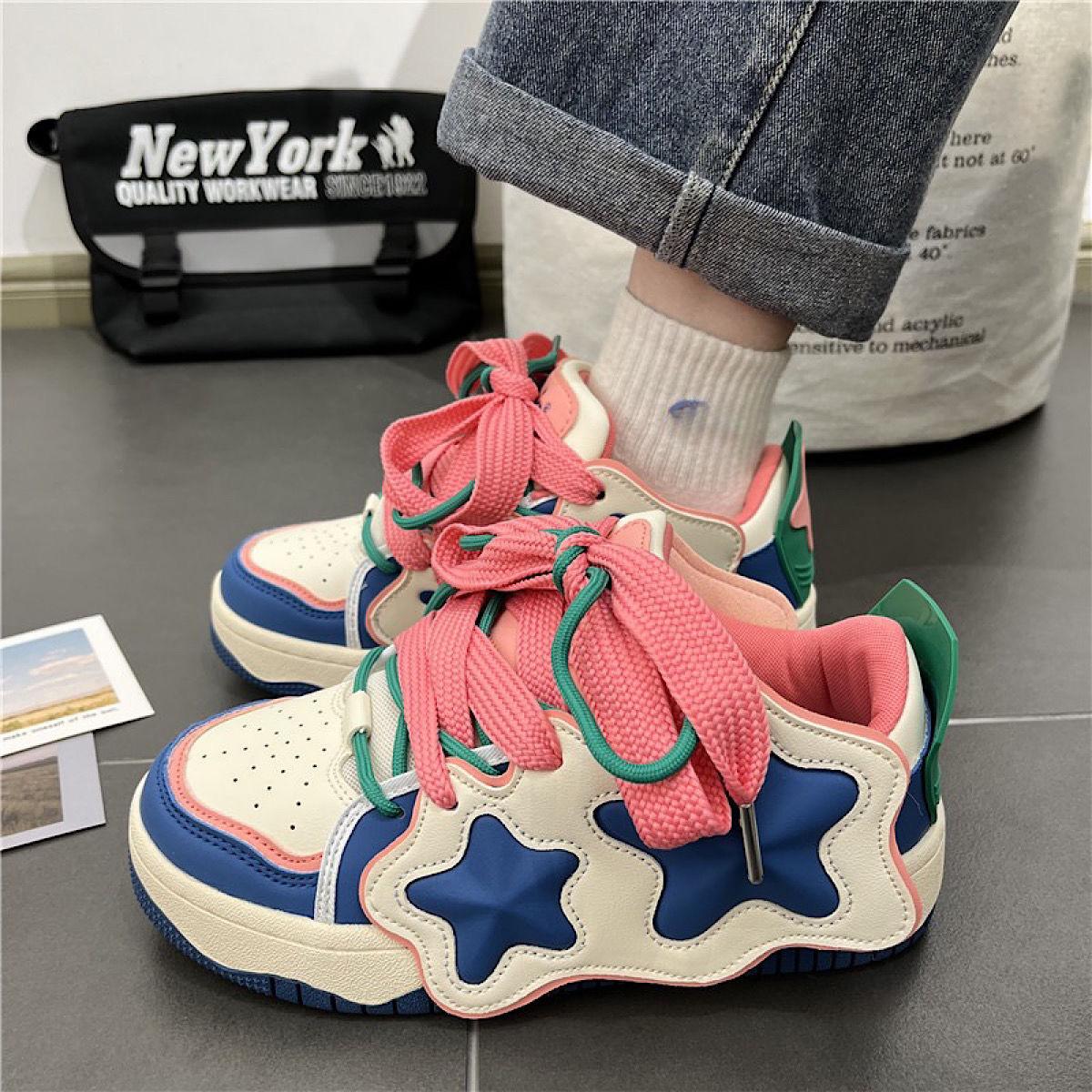 

Женские кроссовки на платформе, спортивная обувь со звездным дизайном, удобная обувь на шнуровке, повседневные уличные теннисные кроссовки для бега, женские 36 синий