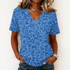 Women's Casual Print Short Sleeve V-Neck Pullover Top